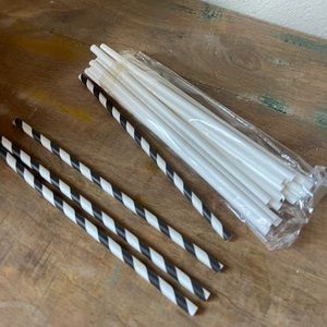 New Paper Party Straws Nye Holiday Christmas Black And White Bulk Lot Halloween